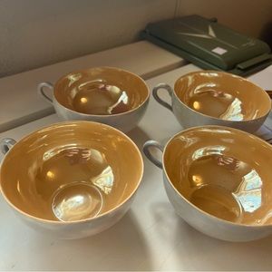Set of 4 Vintage Lusterware Coffee Cups.  Delicate and rare.